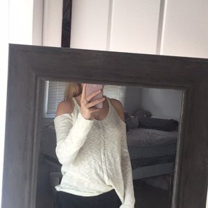 Cream colored open shoulder sweater